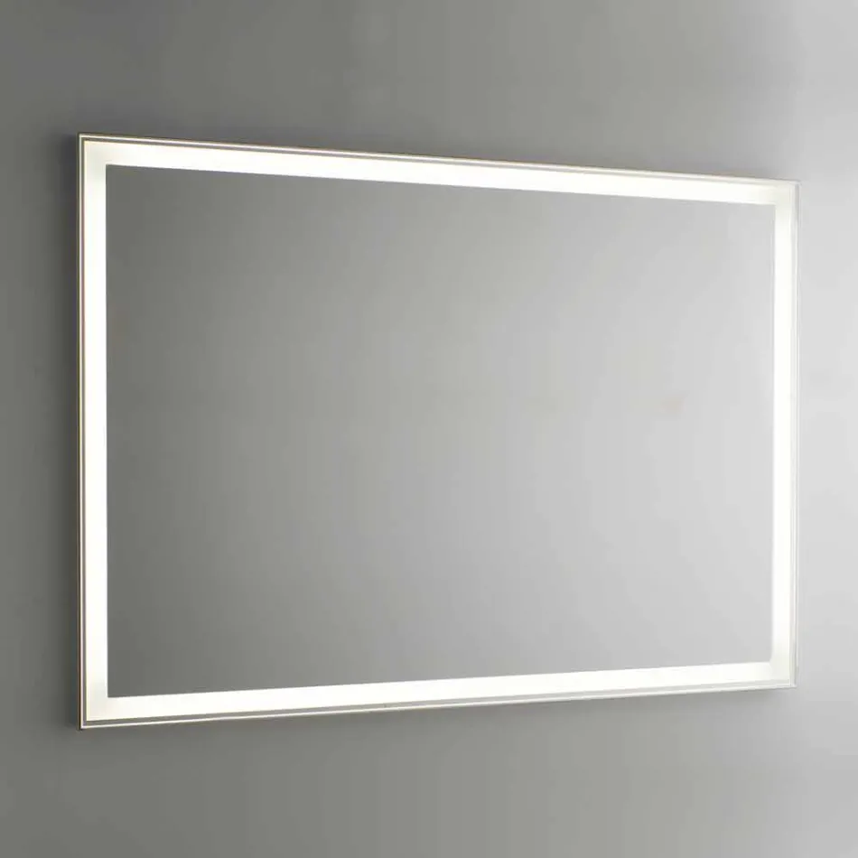 Bathroom Mirror in Imitation Aluminium with Backlight Made in Italy - Palau Viadurini