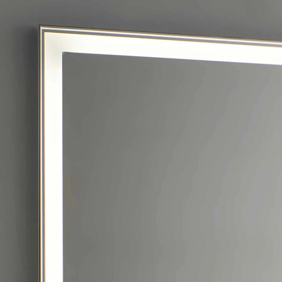 Bathroom Mirror in Imitation Aluminium with Backlight Made in Italy - Palau Viadurini