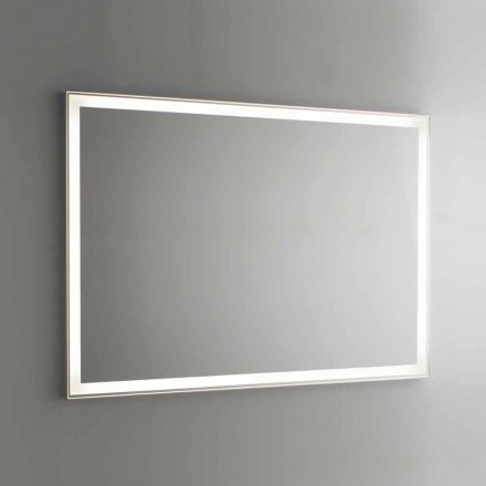 Bathroom Mirror in Imitation Aluminium with Backlight Made in Italy - Palau Viadurini