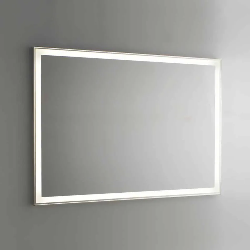 Bathroom Mirror in Imitation Aluminium with Backlight Made in Italy - Palau Viadurini
