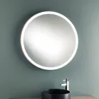 Round Wall Bathroom Mirror with Copper Metal Frame and LED Light - Minolo Viadurini