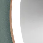 Round Wall Bathroom Mirror with Copper Metal Frame and LED Light - Minolo Viadurini