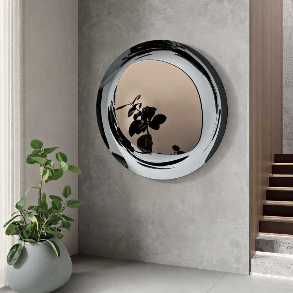 Bronze Mirror with Smoked Glass Frame Made in Italy - Anselma Viadurini