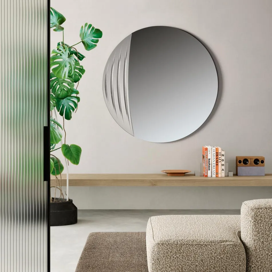 Circular Mirror in Two Sizes and Two Colors Made in Italy - Auren Viadurini
