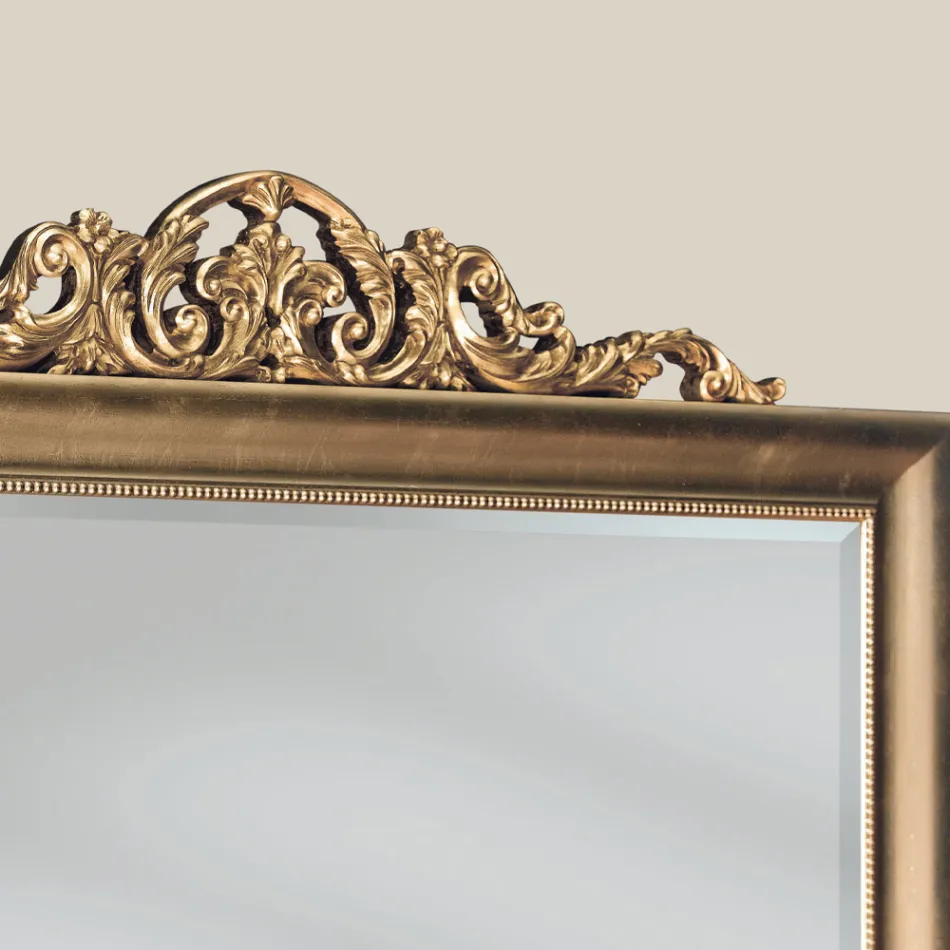 Classic Rectangular Gold Leaf Wood Mirror Made in Italy - Ibiscos Viadurini