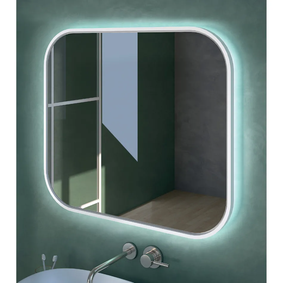 Mirror with Wooden Edge and Backlighting Made in Italy - Vincent Viadurini