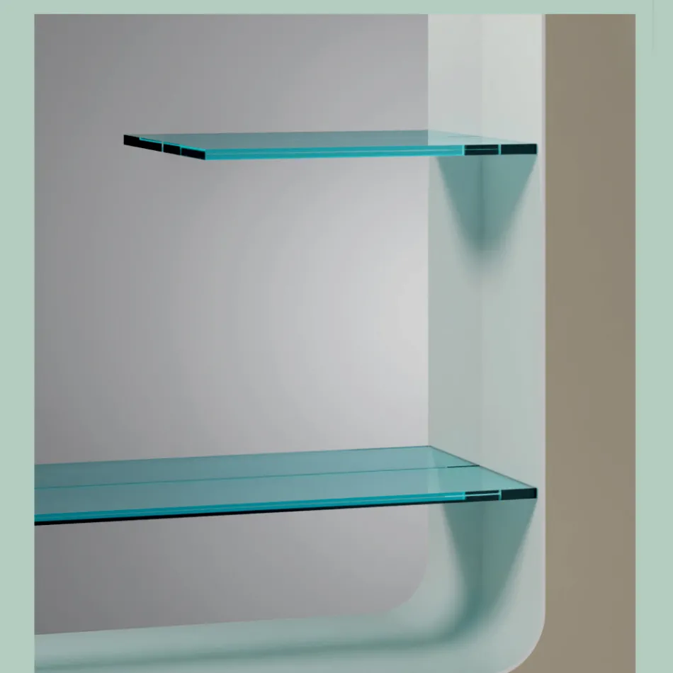 Mirror with Metal Frame and 2 Glass Shelves Made in Italy - William Viadurini