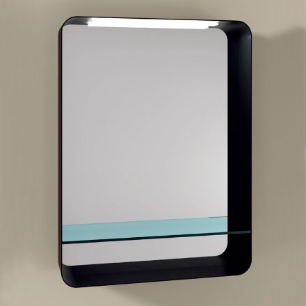 Mirror with Metal Frame and Glass Shelf Made in Italy - Frida Viadurini