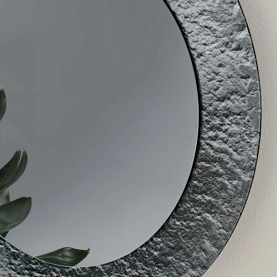 Mirror with Hammered Glass Frame, Back-Silvered, Made in Italy - Basilia Viadurini