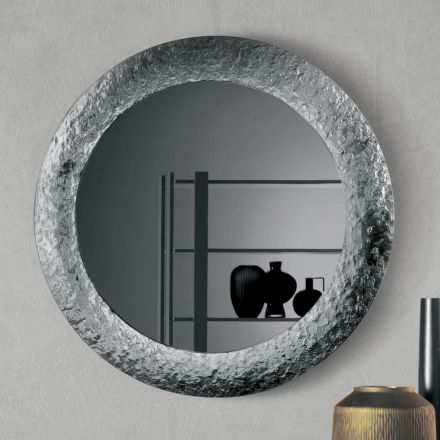 Mirror with Hammered Glass Frame, Back-Silvered, Made in Italy - Basilia Viadurini