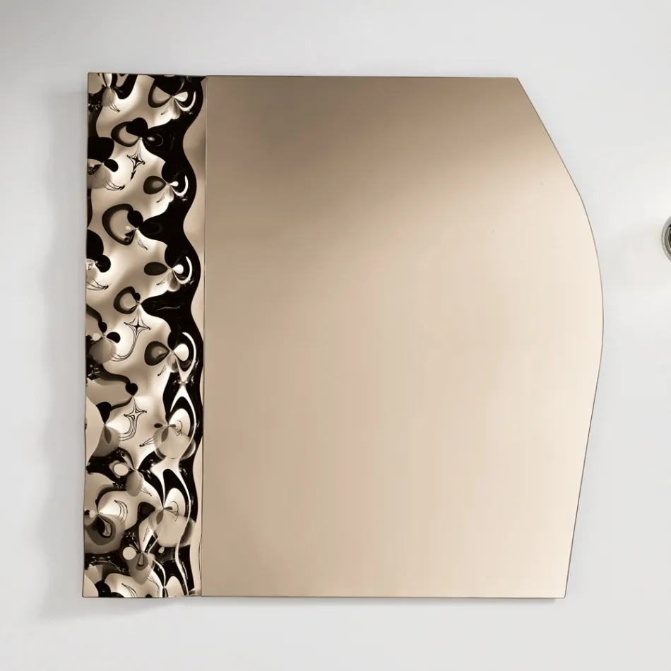 Mirror with a Wavy Glass Insert in Three Sizes Made in Italy - Velis Viadurini