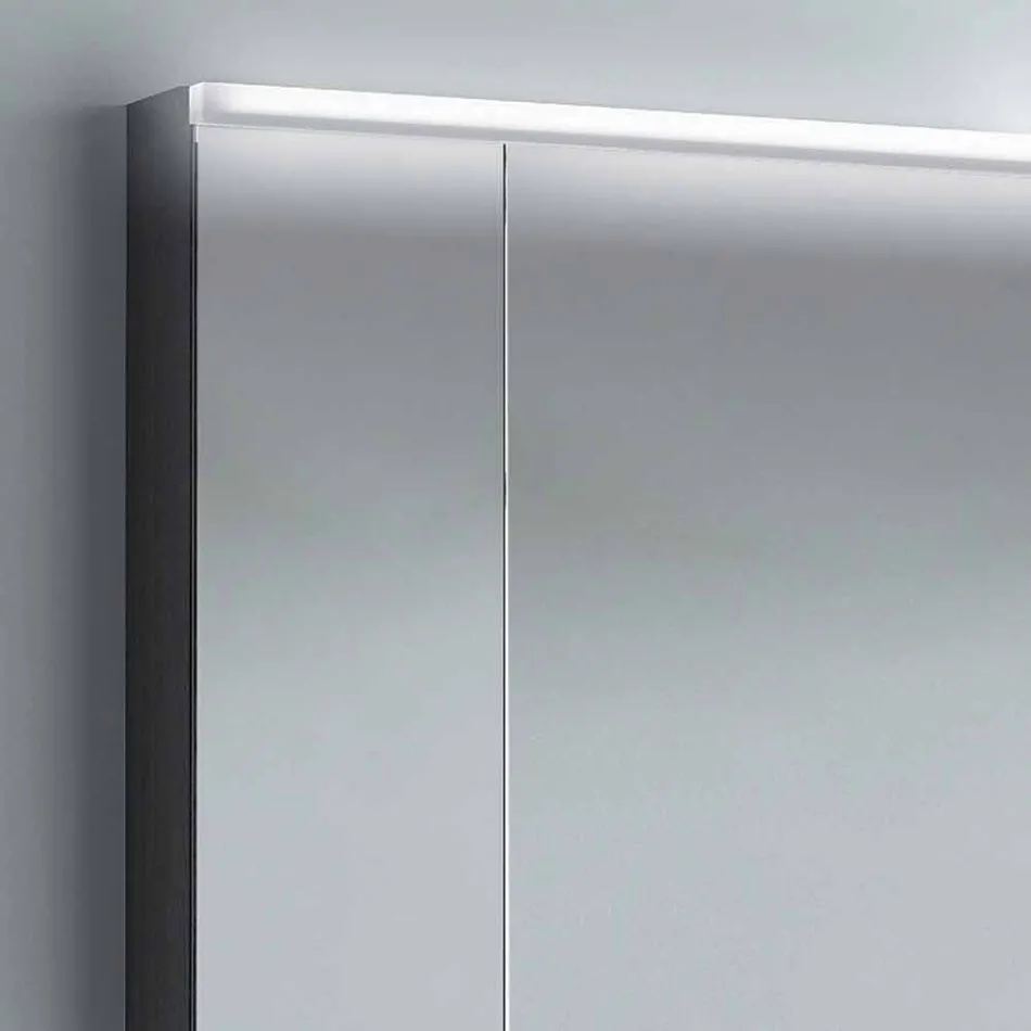 Container mirror 2 modern design doors, LED lighting, Carol Viadurini