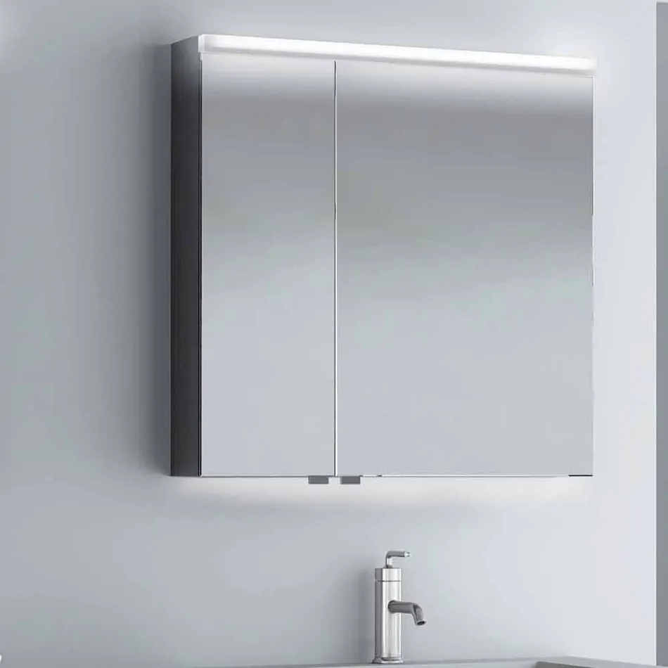 Container mirror 2 modern design doors, LED lighting, Carol Viadurini