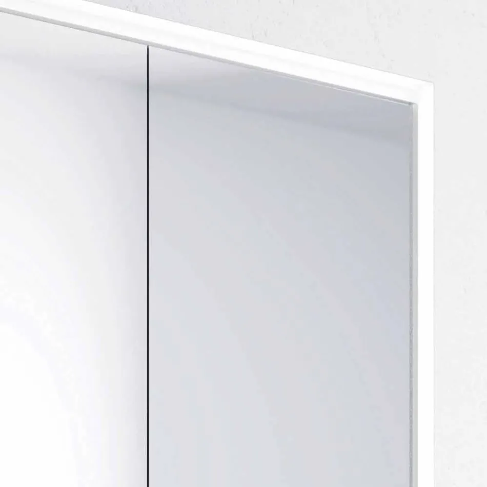 Wall-mounted mirror with 2 modern doors, LED lighting, Adele Viadurini