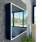 Wooden Mirror Container with Double Mirror and Lights Made in Italy - Darwin Viadurini