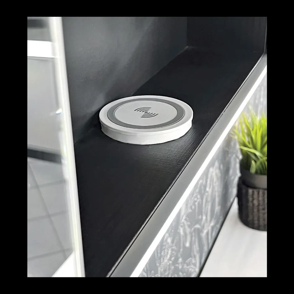 Wooden Mirror Container with Double Mirror and Lights Made in Italy - Darwin Viadurini