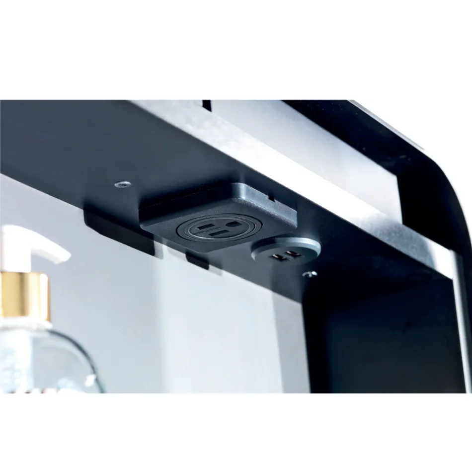 Metal Mirror Container with Double Mirror Door and Lights Made in Italy - Jane Viadurini