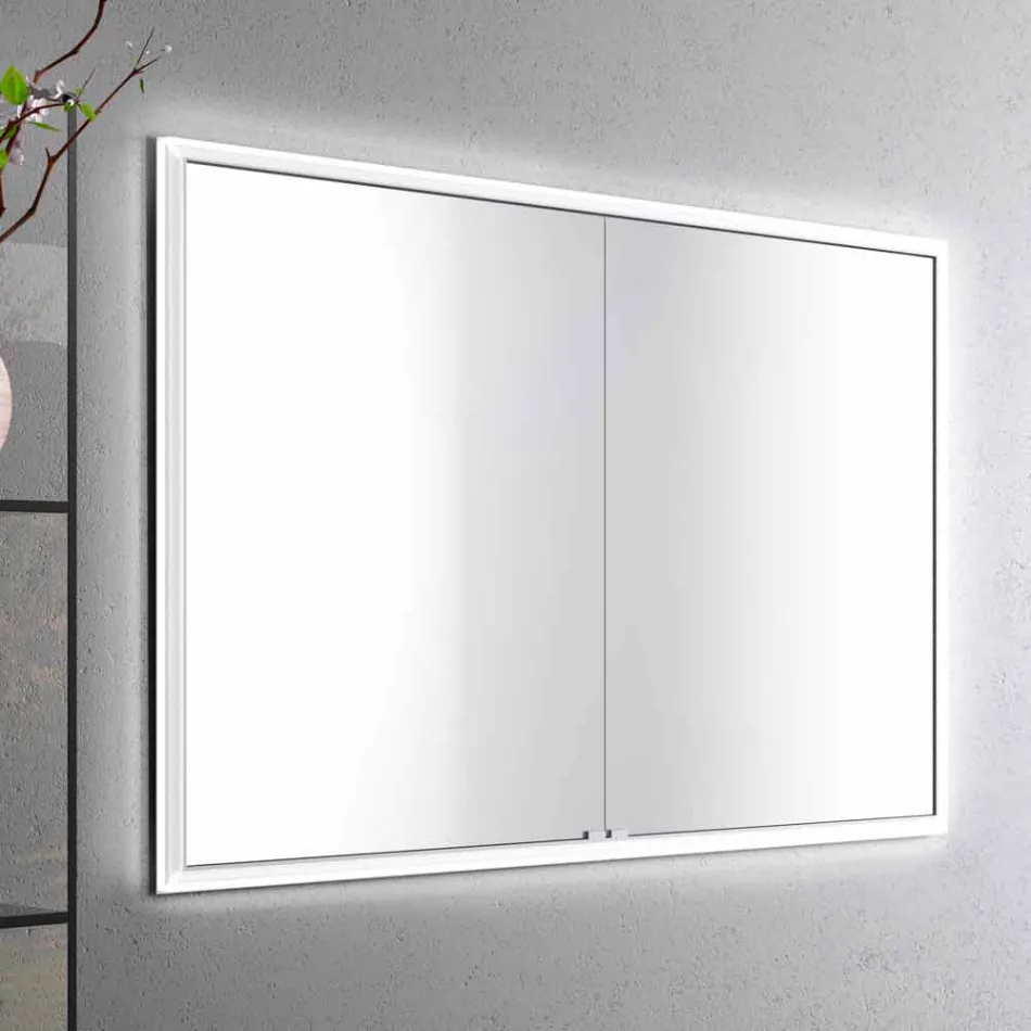 2-Door Contemporary Recessed Contemporary Design LED Door Mirror, Adele Viadurini
