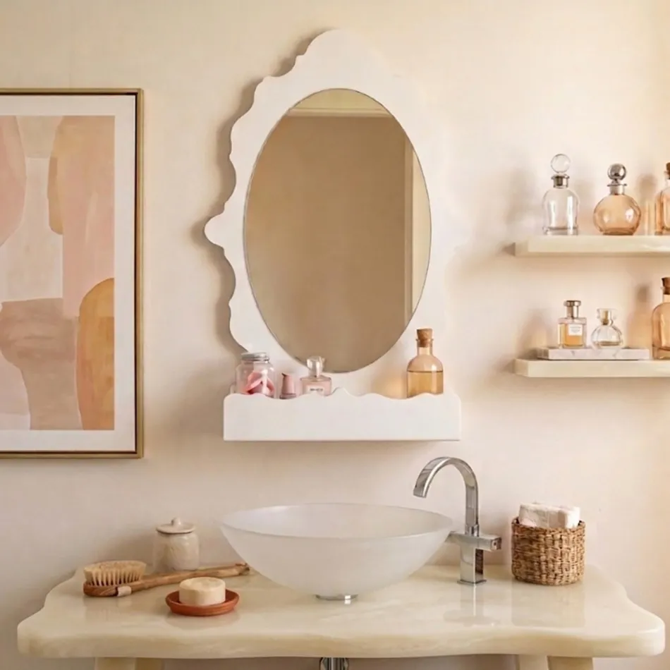 Backlit Plexiglass Mirror Cabinet Made in Italy - Leira Viadurini