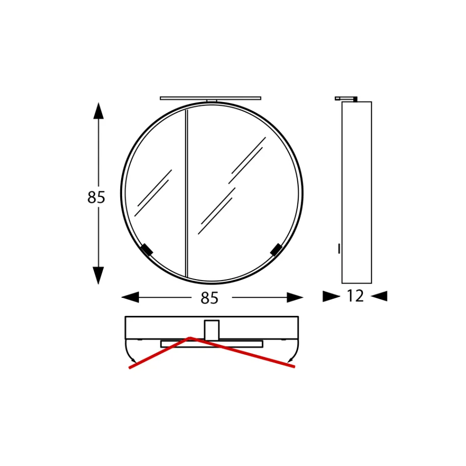 Round Metal Mirror Container with Double Mirror Made in Italy - Charles Viadurini
