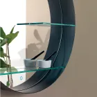 Metal Bathroom Mirror with 2 Glass Shelves Made in Italy - Einstein Viadurini