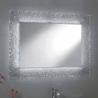 Contemporary bathroom mirror with decorative glass frame and Tara LED lights Viadurini