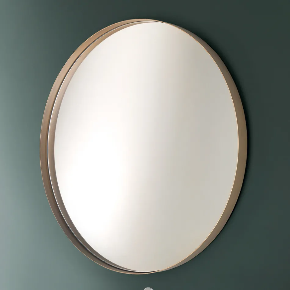 Round Bathroom Mirror with Metal Frame Made in Italy - Cleopatra Viadurini