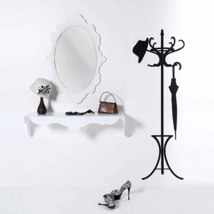 Design white wall mirror Joy decorated frame, made in Italy Viadurini