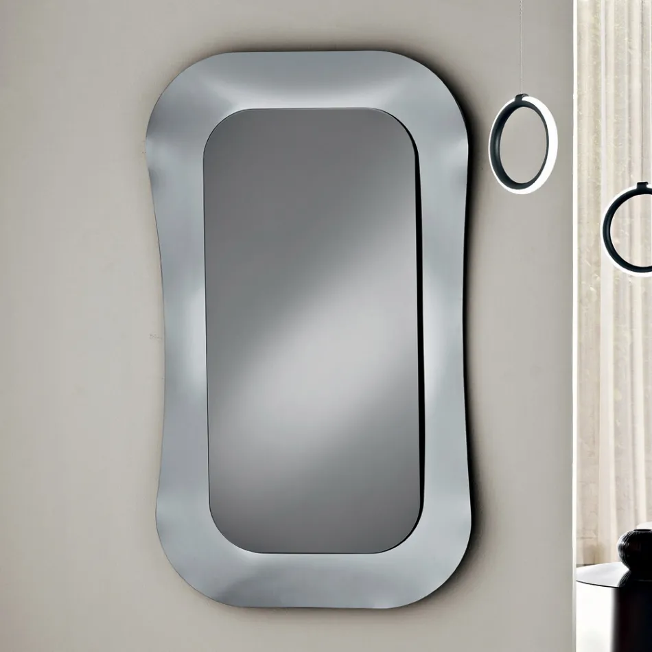 Wall Mirror with Frame in Fused Glass Made in Italy - Adored Viadurini