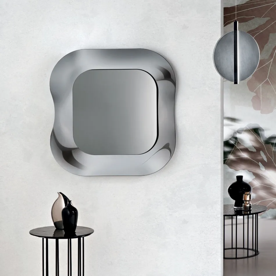 Wall Mirror with Frame in Fused Glass Made in Italy - Adored Viadurini