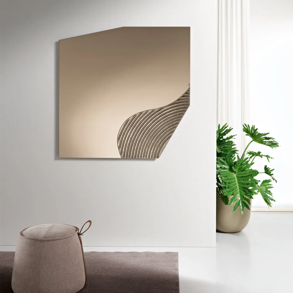 Lirion Wall Mirror with Two-Color Striped Insert Made in Italy Viadurini