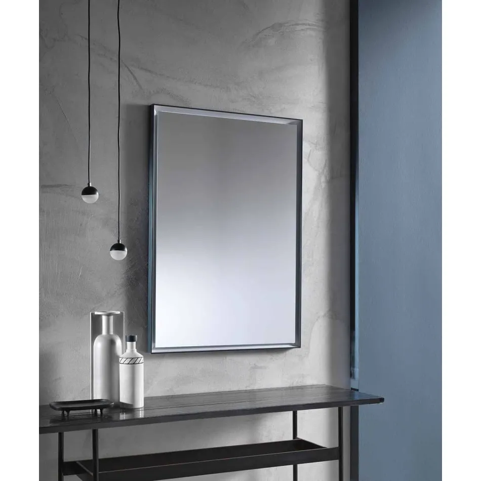 Wall Mirror with Aluminium Frame and LED Light Made in Italy - Chik Viadurini