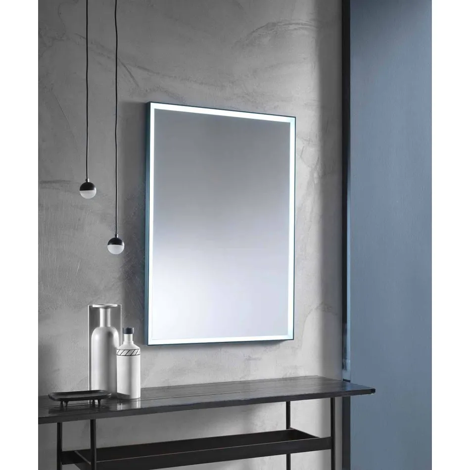 Wall Mirror with Aluminium Frame and LED Light Made in Italy - Chik Viadurini
