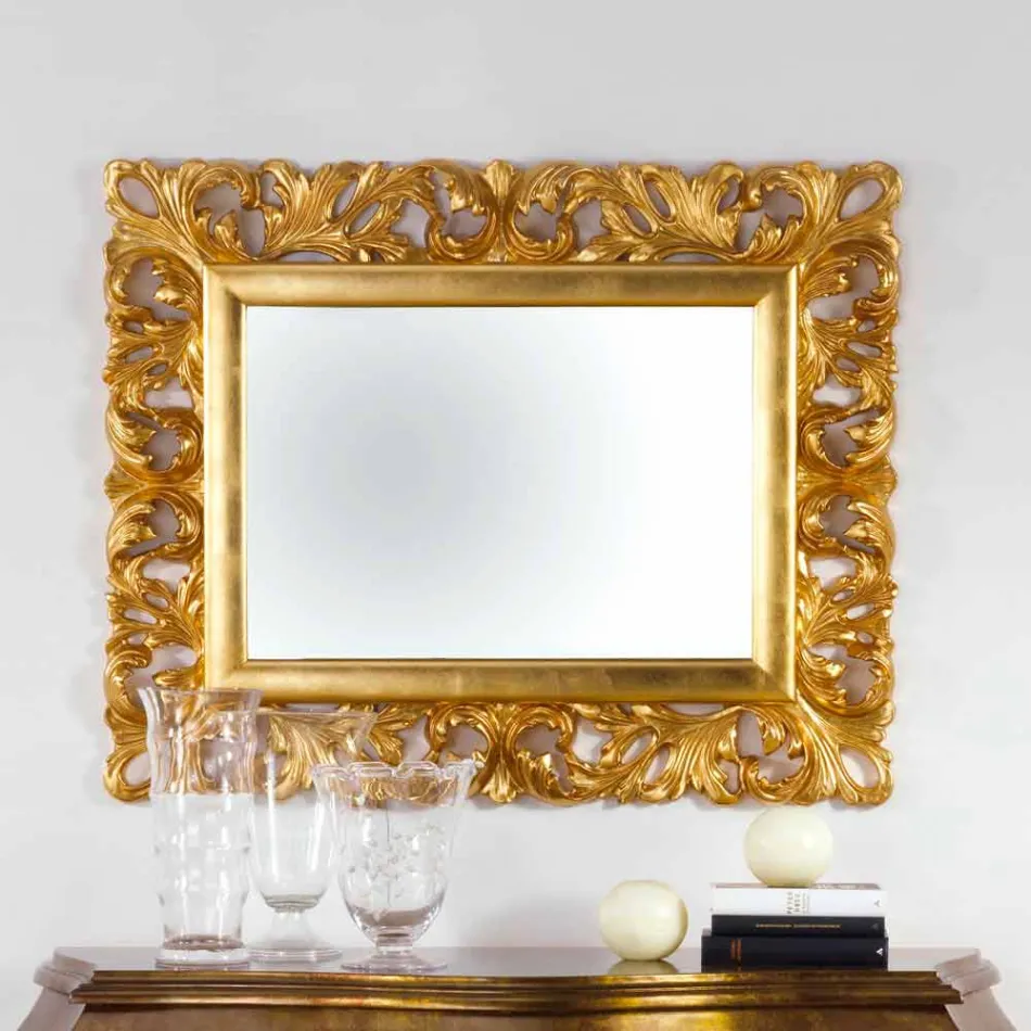 Design wall mirror with gold leaf finish Gudin, 108x87 cm Viadurini