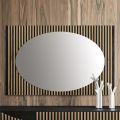 Oval Wall Mirror with Vertical Slat Support Made in Italy - Anne