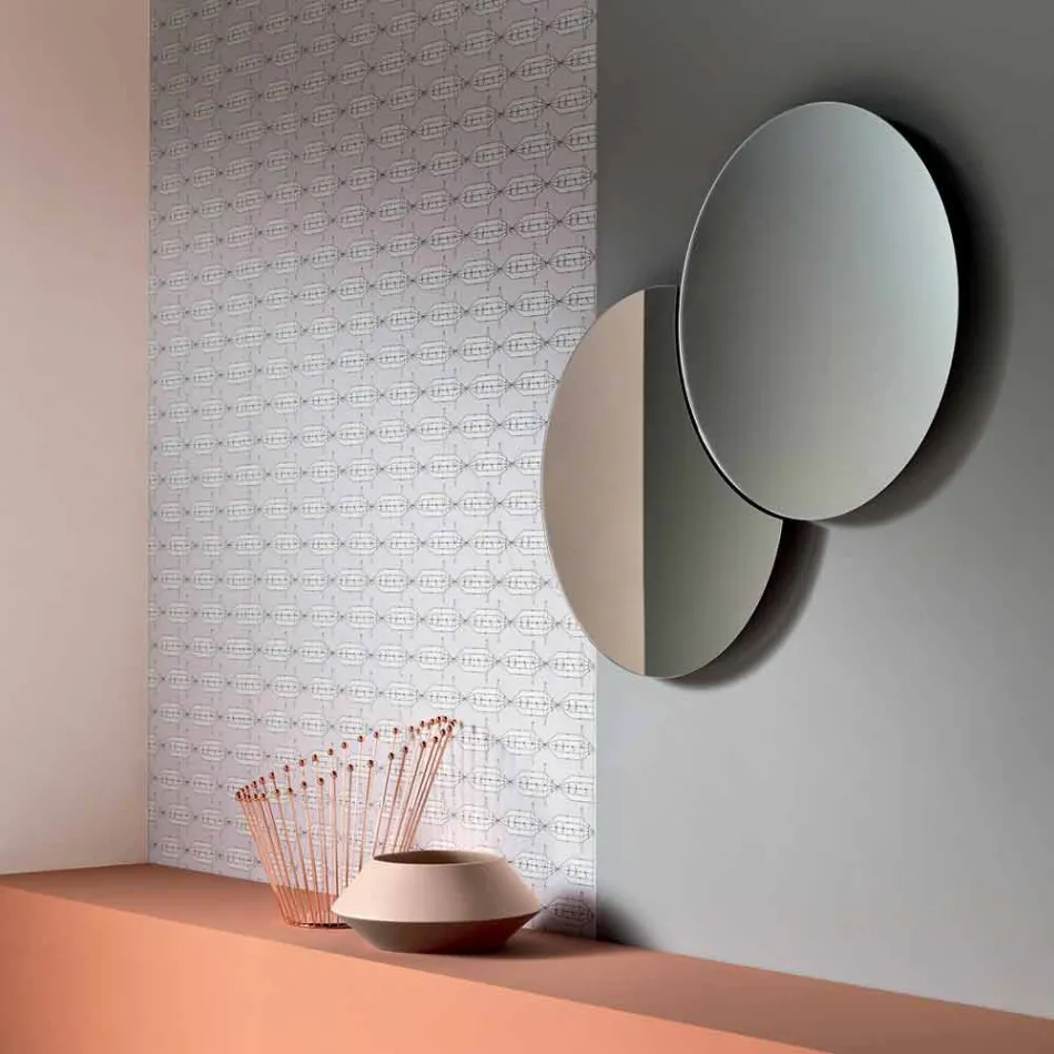 Round Wall Mirror with Satellite that Rotates 360 ° Made in Italy - Shaki Viadurini
