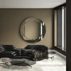 Round Wall Mirror with Wooden Structure Made in Italy - Navona Viadurini