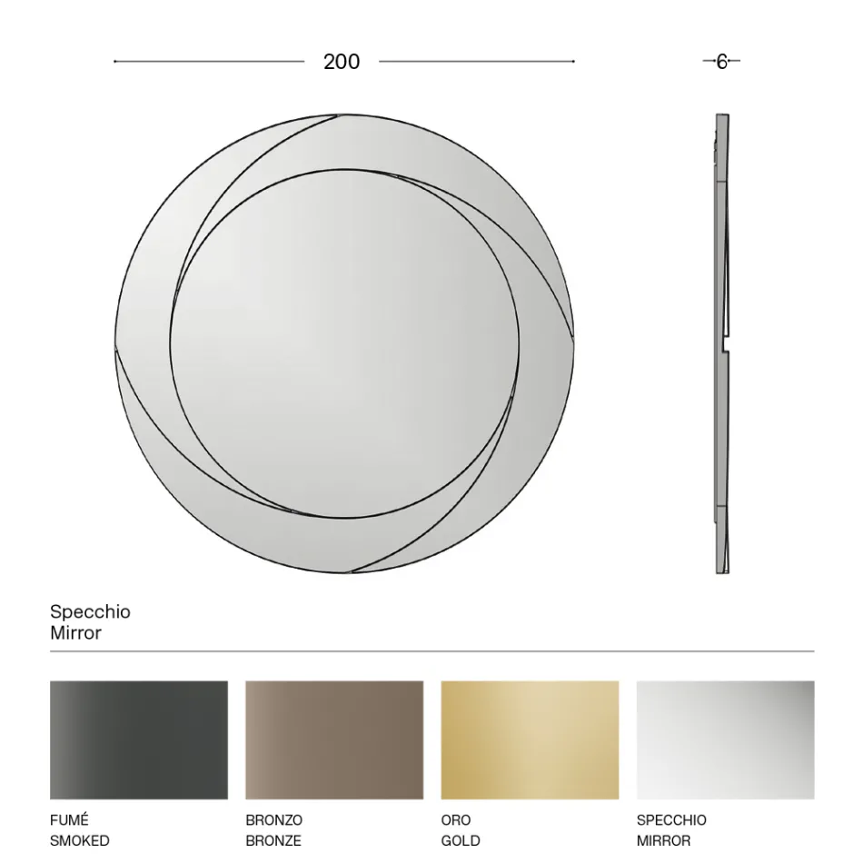 Round Wall Mirror with Wooden Structure Made in Italy - Navona Viadurini