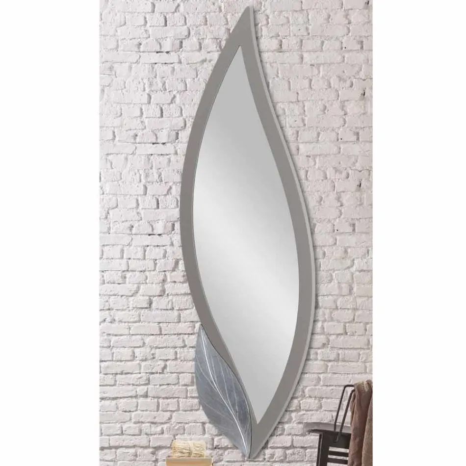 Wall mirror shaped modern dove grey lacquered made Italy Sagama Viadurini