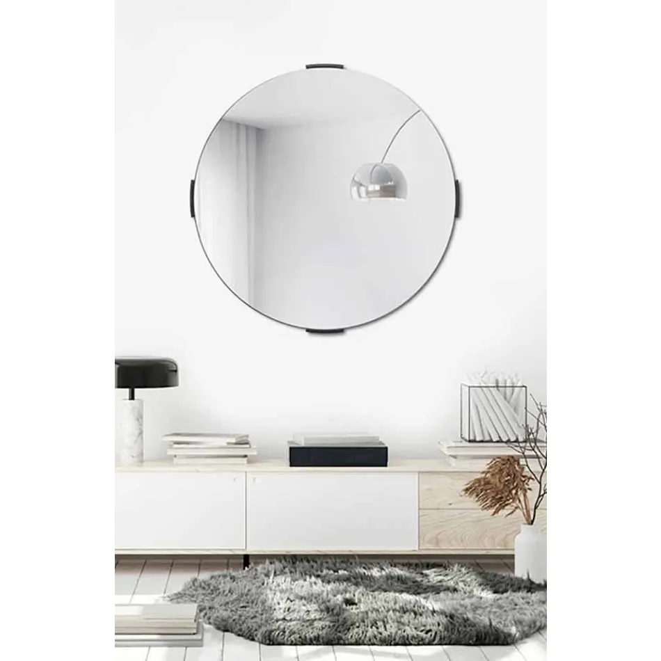 Modern Round Design Cantilever Wall Mirror with Frame - Odosso Viadurini