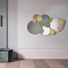Decorative Wall Mirror with Colored Circles Design in 2 Dimensions - Babol Viadurini