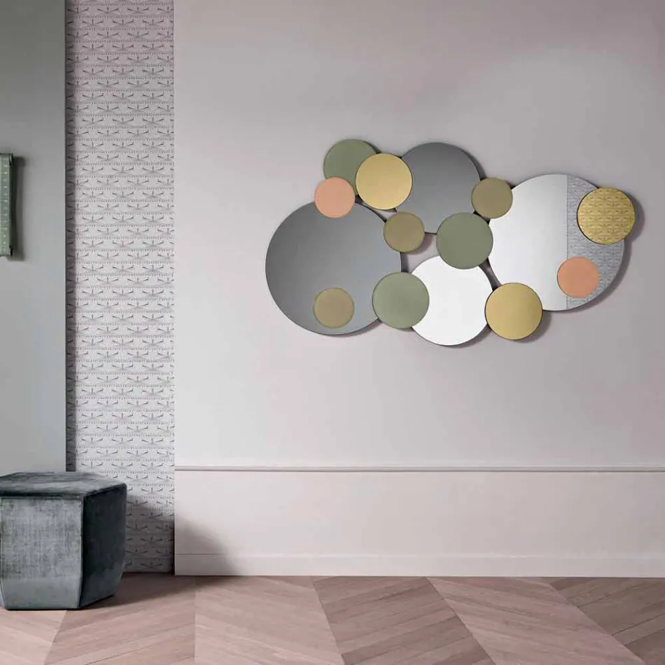 Decorative Wall Mirror with Colored Circles Design in 2 Dimensions - Babol Viadurini