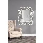 Large Modern Design Decorative Wall Mirror in White and Cocoa - Bocchio Viadurini