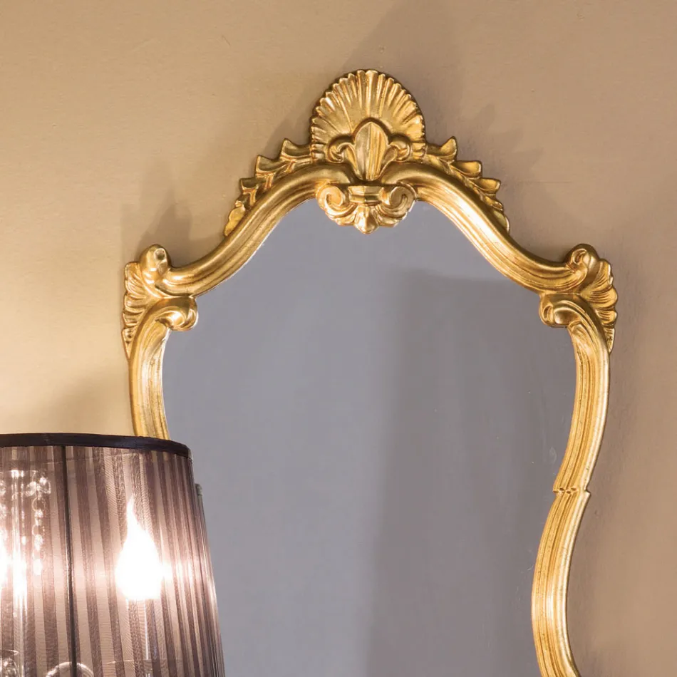 Classic Gold Leaf Mirror with Shaped Frame Made in Italy - Precious Viadurini