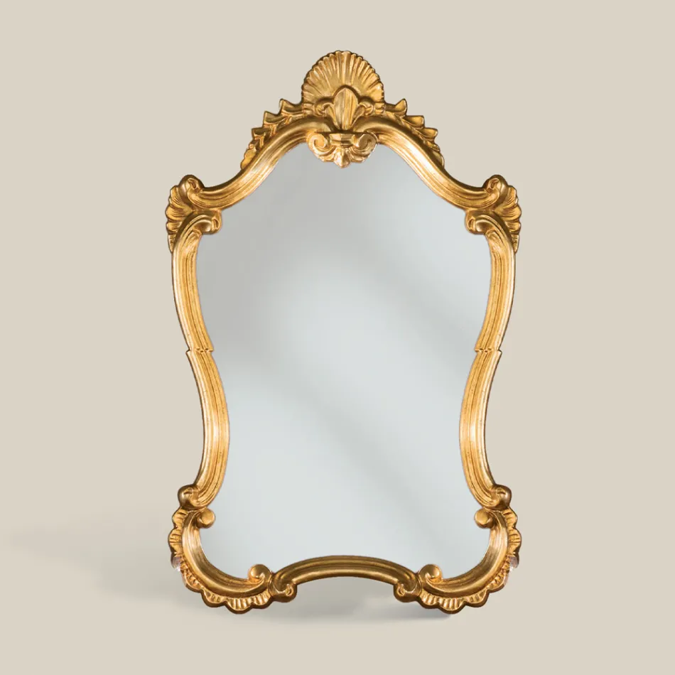 Classic Gold Leaf Mirror with Shaped Frame Made in Italy - Precious Viadurini