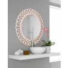 Large Wall Mirror of Decorative and Modern Design in Pink Wood - Crown Viadurini