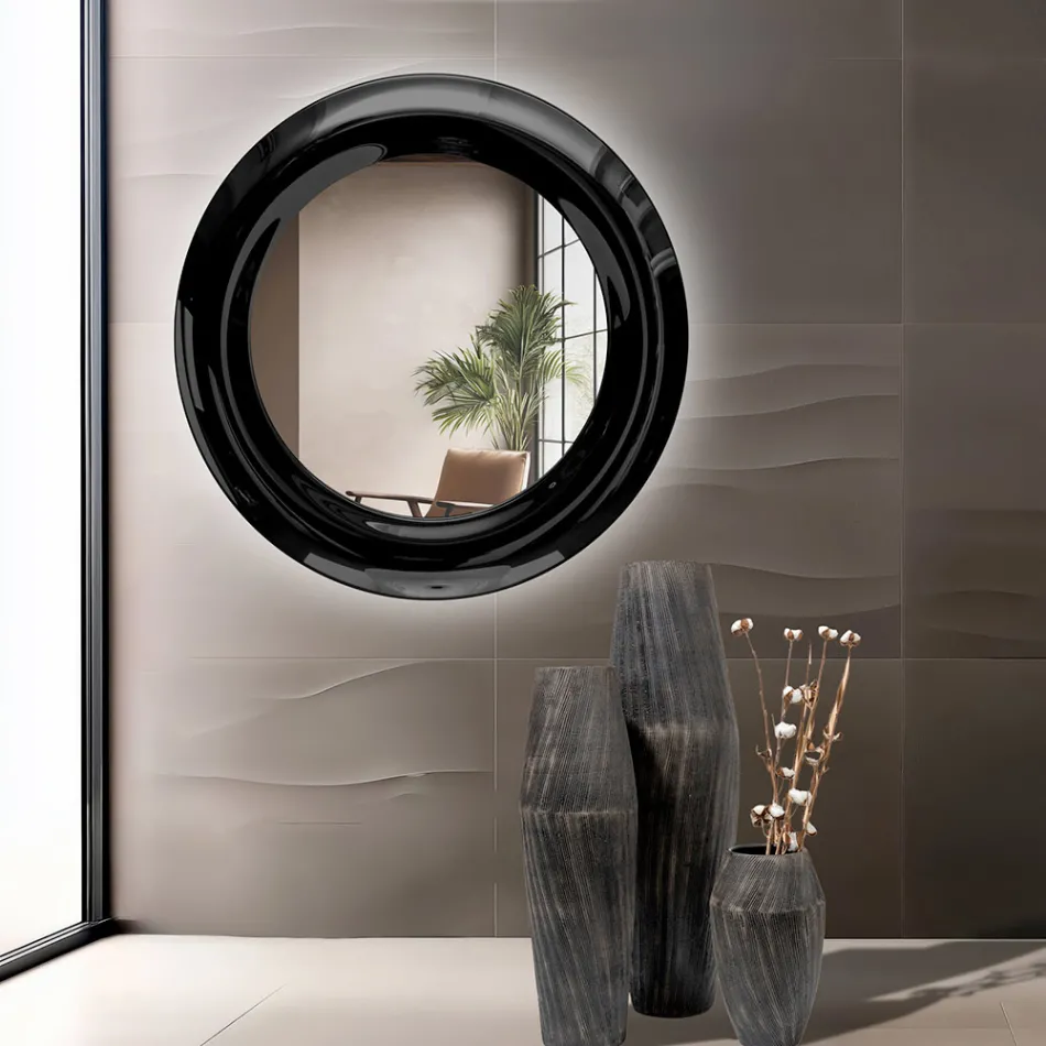 Curved Glass Mirror with Backlit LED Lights - Excelsior Viadurini