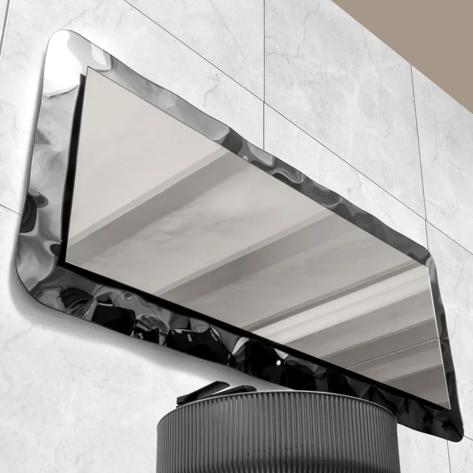 Curved Glass Mirror with a Liquid Effect and Backlighting - Excelsior Viadurini