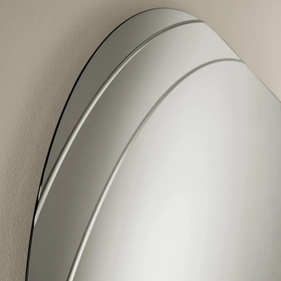 Glass Mirror with Engravings in Two Sizes and Colors Made in Italy - Vela Viadurini