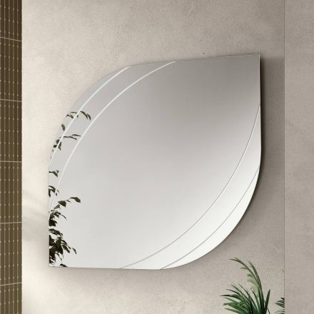 Glass Mirror with Engravings in Two Sizes and Colors Made in Italy - Vela Viadurini